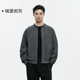 太平鸟 男装高克重针织圆领夹克2026秋新款通勤外套