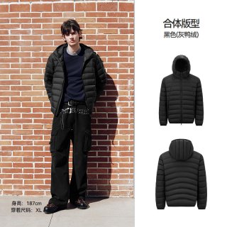森马 90绒连帽排骨羽绒服26冬新款防钻绒内胆轻薄保暖时尚情侣外套