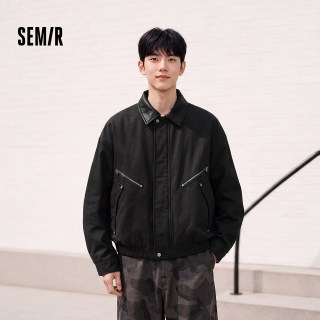 森马 棉服男秋冬时尚硬朗巴恩风水洗外套2026新款底特律翻领夹克