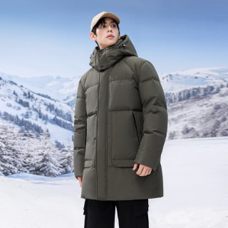 88VIP：雪中飞 2026冬新款男士羽绒服中长款连帽纯色百搭时尚保暖高充绒