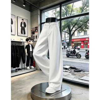 月伊纺 秋冬新款宽松直筒西裤男高街潮牌垂感弯刀休闲裤青年垂坠感弯刀裤