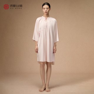 绣娘 丝绸绣娘丝绸真丝睡裙桑蚕丝睡衣女高级家居服官方旗舰店正品