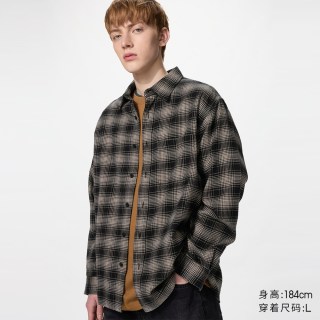 优衣库 法兰绒格子衬衫/长袖优衣库男装女装/衬衣空调衫486602