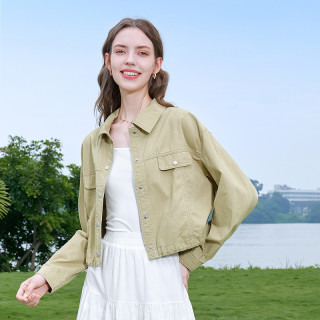 百图 复古工装风短外套女2026年春秋新款薄款小个子夹克外搭