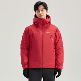 拓路者 东丽连帽硬壳羽绒服保暖登山服新年红色男