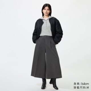 优衣库 打褶裙裤常规款优衣库女装男装休闲裤裤子489190