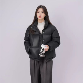 移动端：Artsdon/阿仕顿女士过膝长款宽松显瘦加厚保暖连帽棉衣外套 黑色短款 S