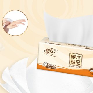 清风 原木抽纸车用家用大包实惠装面巾纸餐巾纸卫生纸纸巾纸抽*2