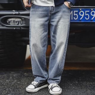 百亿补贴：马登 复古猫须磨白 男士牛仔裤