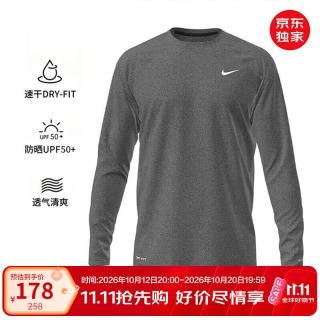 耐克 NESSH590-001 速干透气 深灰 L 运动T恤
