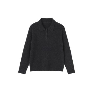 無印良品 MUJI 无印良品 MUJI 女式羊毛混毛圈花式线POLO针织衫羊毛衫冬毛衣女装