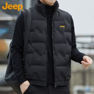 Jeep 羽绒马甲男冬季加厚保暖外套男士休闲背心衣服男装 黑色 3XL