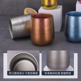 饭米粒 微小瑕疵品纯钛杯户外双层耐高温杯个性杯喝水吸管杯宽口杯