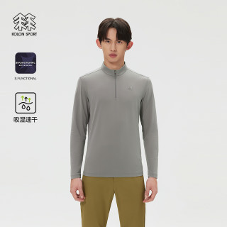 PLUS会员：KOLON SPORT 户外吸湿速干T恤 男士S-FUNCTIONAL半拉链长袖上衣 LHZT6SN039-LC 浅炭灰 XL 180/100A