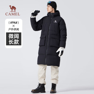 骆驼 男装 中长款羽绒服 幻影黑