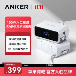 安克 100W快充 充电器 数据线  单Type-C口 线充套装 100W 白