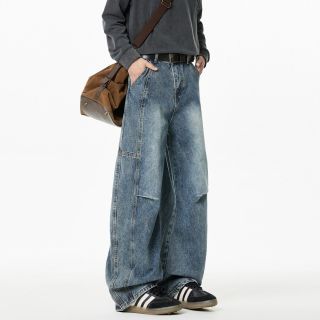 百亿补贴：Tony Jeans TONYJEANS美式复古蓝弯刀牛仔裤男款春秋潮牌痞帅宽松直筒阔腿裤