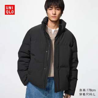 优衣库 无缝羽绒茄克男装外套夹克492561 09 黑色 M