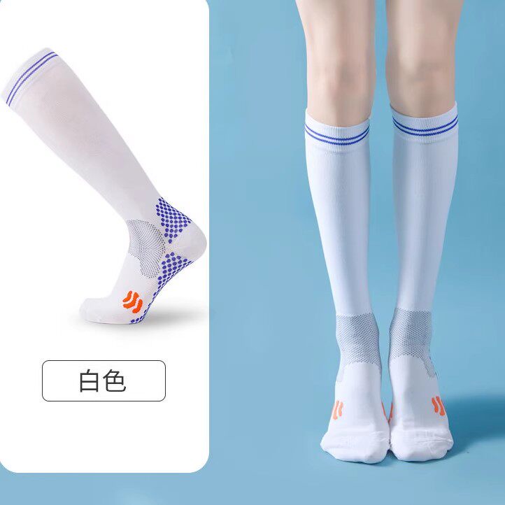 剪庄 女士高筒压力袜 薄款透气毛巾底 单双装