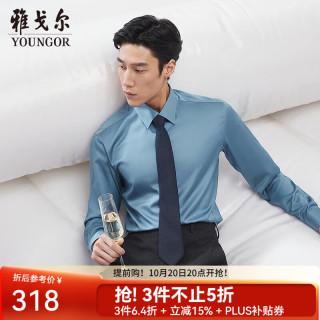 雅戈尔 VLTP119697HJY 200支纯棉免烫长袖衬衫 蓝色 40