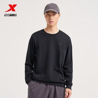 百亿补贴：特步 圆领卫衣男款秋季新款爸爸针织套头衫运动服长袖上衣简约男装
