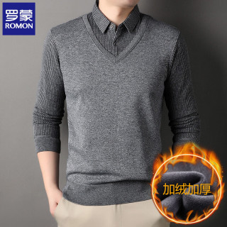 罗蒙 9010 加绒保暖 深灰色 4XL 男士针织衫