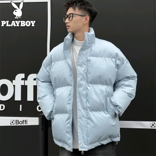 PLAYBOY 短款棉服男冬季棉衣男立领加厚保暖面包服外套