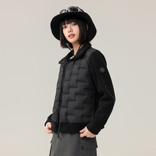 雪中飞 鹅绒立领拼接羽绒服 黑色 L/165/88A