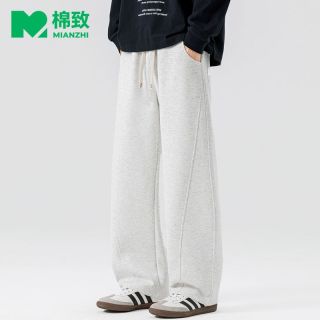 棉致 男装春秋款直筒弯刀休闲裤新款纯色运动男士宽松潮流百搭长裤