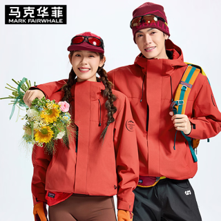 马克华菲 新款上市！三合一冲锋衣男女同款秋冬季新款户外登山服防水防风宽松休闲外套 朱雀红三合一 XL