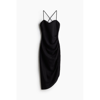 H&M HM女装连衣裙夏季细吊带连衣裙垂坠亚麻混纺露背裙度假裙1283992