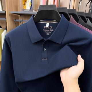 B00SJXHHGG高品质100%纯棉男士长袖翻领polo衫男春秋休闲商务t恤男 宝兰色