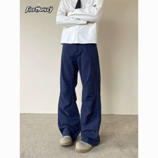火猴 褶皱工装美式cleanfit简约复古高级感百搭宽松直筒休闲法工裤男女