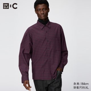 优衣库 预售：易打理休闲格子衬衫/长袖优衣库男装女装合作款/衬衣空调衫488793
