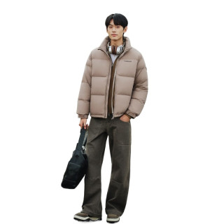 坦博尔 羽绒服男短款 百搭舒适立领厚外套 月霜灰