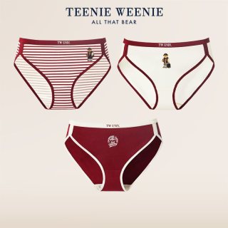 TEENIE WEENIE TeenieWeenie小熊内裤女2026新款红色条纹纯棉裆抗菌透气三角短裤