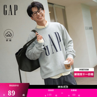 Gap 男女装2026秋新品logo印花抓绒圆领宽松卫衣上衣1SS623909 灰色 L (175/96A)亚洲尺码