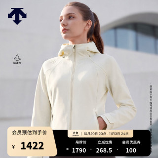 迪桑特 女款防泼水连帽收腰加绒运动休闲外套新品 CR-奶油色 M (165/84A)