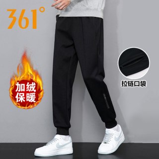 361° 361加绒卫裤秋冬季男士2025新款宽松休闲束脚裤子加绒运动长裤男