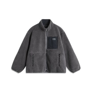 移动端：李宁 羊羔绒外套女加绒立领保暖防风运动服男