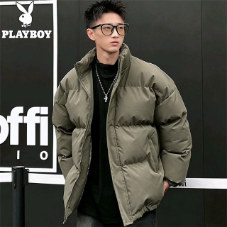 PLAYBOY 短款棉服男冬季棉衣男立领  咖啡色 XL