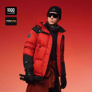 伯希和 冰河岩浆红羽绒服男士2026新款保暖冬季1000蓬轻薄鹅绒服
