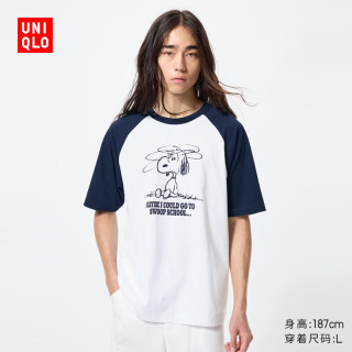 优衣库 PEANUTS UT/短袖T恤男装女装493048 69 藏青色 S
