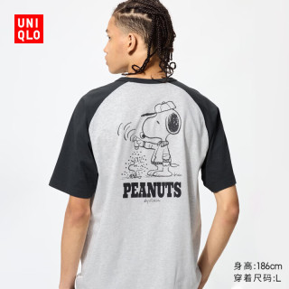 优衣库 PEANUTS UT/短袖T恤男装女装493049 08 深灰色 M
