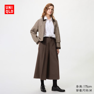 优衣库 打褶裙裤常规款女装男装休闲裤裤子489190 38 深褐色 XL
