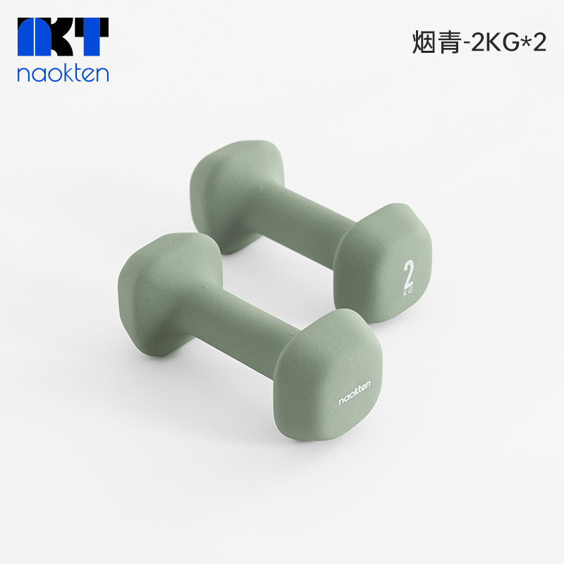 naokten 浸塑哑铃 1kg 实心铸铁 训练器材