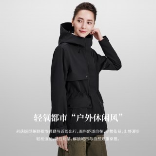 navigare 小帆船黑色户外防水连帽夹克女士上衣短外套