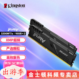 金士顿 3200台式机内存条FURY Beast野兽系列 内存条 骇客神条 DDR4 Beast  3200  32G（16G*2）