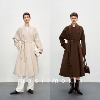 MOSIIMORII双面呢外套女2026秋冬新款绵羊毛浴袍大衣