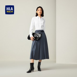 海澜之家 商务通勤长袖正装衬衫春秋新翻领气质面试白衬衣女装